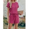 image:imageEkouaer Womens Romper 2026 Summer Casual Short Jumpsuits Beach Vacation Clothes with PocketsRose Red