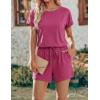image:imageEkouaer Womens Romper 2026 Summer Casual Short Jumpsuits Beach Vacation Clothes with PocketsRose Red