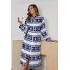 image:imageEkouaer Womens Zip Up Robe Fleece Bathrobe Long Zipper Lounger Warm Housecoat Long Sleeve Nightgown with Pockets SXXLBlue Snowflake