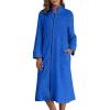 image:imageEkouaer Womens Zip Up Robe Fleece Bathrobe Long Zipper Lounger Warm Housecoat Long Sleeve Nightgown with Pockets SXXLDeep Sky Blue