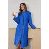 image:imageEkouaer Womens Zip Up Robe Fleece Bathrobe Long Zipper Lounger Warm Housecoat Long Sleeve Nightgown with Pockets SXXLDeep Sky Blue