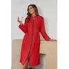 image:imageEkouaer Womens Zip Up Robe Fleece Bathrobe Long Zipper Lounger Warm Housecoat Long Sleeve Nightgown with Pockets SXXLRed