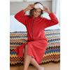 image:imageEkouaer Womens Zip Up Robe Fleece Bathrobe Long Zipper Lounger Warm Housecoat Long Sleeve Nightgown with Pockets SXXLRed