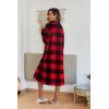 image:imageEkouaer Womens Zip Up Robe Fleece Bathrobe Long Zipper Lounger Warm Housecoat Long Sleeve Nightgown with Pockets SXXLRed Black Plaid