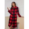 image:imageEkouaer Womens Zip Up Robe Fleece Bathrobe Long Zipper Lounger Warm Housecoat Long Sleeve Nightgown with Pockets SXXLRed Black Plaid