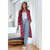 image:imageEkouaer Womens Zip Up Robe Fleece Bathrobe Long Zipper Lounger Warm Housecoat Long Sleeve Nightgown with Pockets SXXLRed Stars