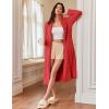 image:imageEkouaer Womens Zip Up Robe Fleece Bathrobe Long Zipper Lounger Warm Housecoat Long Sleeve Nightgown with Pockets SXXLStrong Red