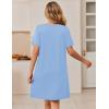 image:imageEkouaer Womens Zip Up Robe Lace Short Sleeve Bathrobes Knee Length Zipper Housecoat Lightweight NightgownsLight Blue
