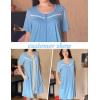 image:imageEkouaer Womens Zip Up Robe Lace Short Sleeve Bathrobes Knee Length Zipper Housecoat Lightweight NightgownsLight Blue