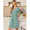 image:imageEkouaer Womens Zip Up Robe Lace Short Sleeve Bathrobes Knee Length Zipper Housecoat Lightweight NightgownsLight Green Floral