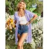 image:imageEkouaer Womens Zip Up Robe Lace Short Sleeve Bathrobes Knee Length Zipper Housecoat Lightweight NightgownsPurple Dots