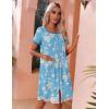 image:imageEkouaer Womens Zipper Front Housecoats Short Sleeve Bathrobes Lace Trim Nightgown with PocketsBlue White Floral