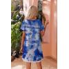 image:imageEkouaer Womens Zipper Front Housecoats Short Sleeve Bathrobes Lace Trim Nightgown with PocketsBlue White Tie Dye