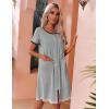 image:imageEkouaer Womens Zipper Front Housecoats Short Sleeve Bathrobes Lace Trim Nightgown with PocketsLight Gray