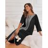 image:imageEkouaer Womens Zipper Robe 34 Sleeve Housecoats Full Length House Dress Loungewear Long Nightgown with PocketsBlack