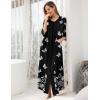 image:imageEkouaer Womens Zipper Robe 34 Sleeve Housecoats Full Length House Dress Loungewear Long Nightgown with PocketsBlack Butterfly