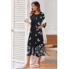 image:imageEkouaer Womens Zipper Robe 34 Sleeve Housecoats Full Length House Dress Loungewear Long Nightgown with PocketsBlack Butterfly
