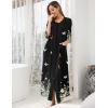 image:imageEkouaer Womens Zipper Robe 34 Sleeve Housecoats Full Length House Dress Loungewear Long Nightgown with PocketsBlack Floral