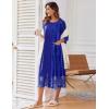 image:imageEkouaer Womens Zipper Robe 34 Sleeve Housecoats Full Length House Dress Loungewear Long Nightgown with PocketsBlue Floral