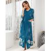 image:imageEkouaer Womens Zipper Robe 34 Sleeve Housecoats Full Length House Dress Loungewear Long Nightgown with PocketsBlue Flower