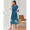image:imageEkouaer Womens Zipper Robe 34 Sleeve Housecoats Full Length House Dress Loungewear Long Nightgown with PocketsBlue Flower