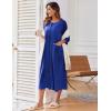 image:imageEkouaer Womens Zipper Robe 34 Sleeve Housecoats Full Length House Dress Loungewear Long Nightgown with PocketsBlue Sapphire