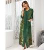 image:imageEkouaer Womens Zipper Robe 34 Sleeve Housecoats Full Length House Dress Loungewear Long Nightgown with PocketsGreen Floral