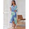 image:imageEkouaer Womens Zipper Robe 34 Sleeve Housecoats Full Length House Dress Loungewear Long Nightgown with PocketsGreen Tie Dye