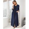 image:imageEkouaer Womens Zipper Robe 34 Sleeve Housecoats Full Length House Dress Loungewear Long Nightgown with PocketsNavy Blue