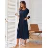 image:imageEkouaer Womens Zipper Robe 34 Sleeve Housecoats Full Length House Dress Loungewear Long Nightgown with PocketsNavy Blue