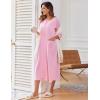 image:imageEkouaer Womens Zipper Robe 34 Sleeve Housecoats Full Length House Dress Loungewear Long Nightgown with PocketsPink Rose