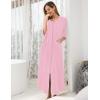 image:imageEkouaer Womens Zipper Robe 34 Sleeve Housecoats Full Length House Dress Loungewear Long Nightgown with PocketsPink Rose