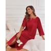 image:imageEkouaer Womens Zipper Robe 34 Sleeve Housecoats Full Length House Dress Loungewear Long Nightgown with PocketsRed