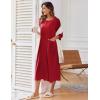 image:imageEkouaer Womens Zipper Robe 34 Sleeve Housecoats Full Length House Dress Loungewear Long Nightgown with PocketsRed