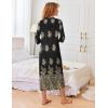 image:imageEkouaer Womens Zipper Robe 34 Sleeves Housecoat Full Length Nightgown Soft Loungewear Robe with Pockets S3XLBlack Ethnic Pattern