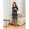 image:imageEkouaer Womens Zipper Robe 34 Sleeves Housecoat Full Length Nightgown Soft Loungewear Robe with Pockets S3XLBlack Ethnic Pattern