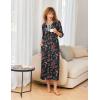 image:imageEkouaer Womens Zipper Robe 34 Sleeves Housecoat Full Length Nightgown Soft Loungewear Robe with Pockets S3XLBlack Floral