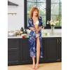 image:imageEkouaer Womens Zipper Robe 34 Sleeves Housecoat Full Length Nightgown Soft Loungewear Robe with Pockets S3XLBlue Ethnic Floral