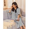 image:imageEkouaer Womens Zipper Robe 34 Sleeves Housecoat Full Length Nightgown Soft Loungewear Robe with Pockets S3XLLight Gray