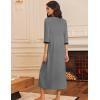 image:imageEkouaer Womens Zipper Robe 34 Sleeves Housecoat Full Length Nightgown Soft Loungewear Robe with Pockets S3XLMid Gray