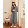 image:imageEkouaer Womens Zipper Robe 34 Sleeves Housecoat Full Length Nightgown Soft Loungewear Robe with Pockets S3XLMid Gray