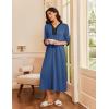 image:imageEkouaer Womens Zipper Robe 34 Sleeves Housecoat Full Length Nightgown Soft Loungewear Robe with Pockets S3XLNavy