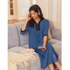 image:imageEkouaer Womens Zipper Robe 34 Sleeves Housecoat Full Length Nightgown Soft Loungewear Robe with Pockets S3XLNavy