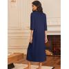 image:imageEkouaer Womens Zipper Robe 34 Sleeves Housecoat Full Length Nightgown Soft Loungewear Robe with Pockets S3XLNavy Blue