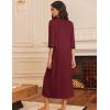 image:imageEkouaer Womens Zipper Robe 34 Sleeves Housecoat Full Length Nightgown Soft Loungewear Robe with Pockets S3XLWine Red