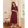 image:imageEkouaer Womens Zipper Robe 34 Sleeves Housecoat Full Length Nightgown Soft Loungewear Robe with Pockets S3XLWine Red