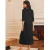 image:imageEkouaer Womens Zipper Robe 34 Sleeves Housecoat Full Length Nightgown Soft Loungewear Robe with PocketsBlack Large