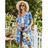 image:imageEkouaer Womens Zipper Robe Short Sleeve Bathrobes Summer Sleepwear Soft Housecoat with Pockets Zip Up House Robes S3XLAqua Multi