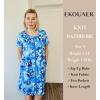 image:imageEkouaer Womens Zipper Robe Short Sleeve Bathrobes Summer Sleepwear Soft Housecoat with Pockets Zip Up House Robes S3XLAqua Multi