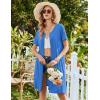 image:imageEkouaer Womens Zipper Robe Short Sleeve Bathrobes Summer Sleepwear Soft Housecoat with Pockets Zip Up House Robes S3XLBlue